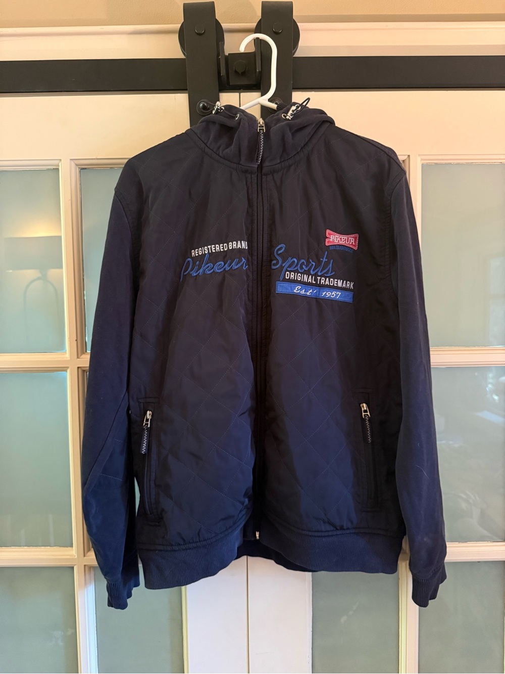 Navy Sports Quilted Hooded Jacket